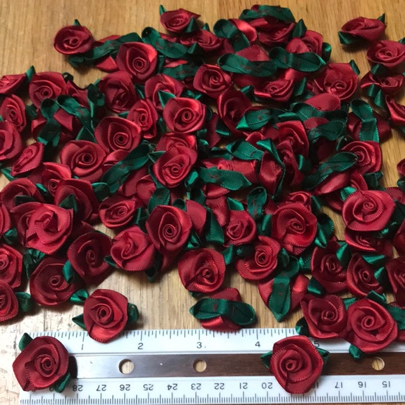 Other - 100 deep red ribbon roses New and unused